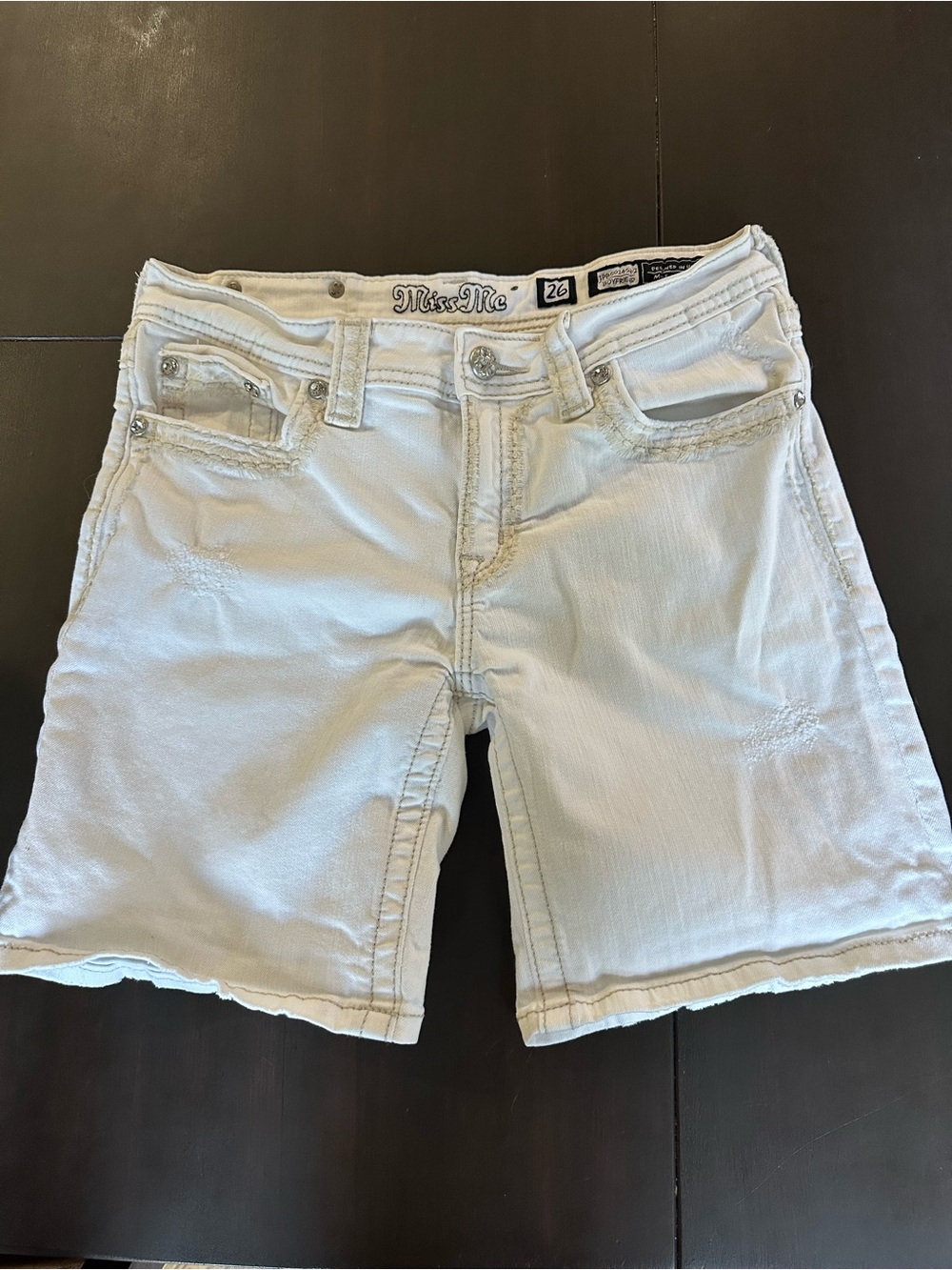 Miss Me White/Light Blue Denim Bermuda Shorts